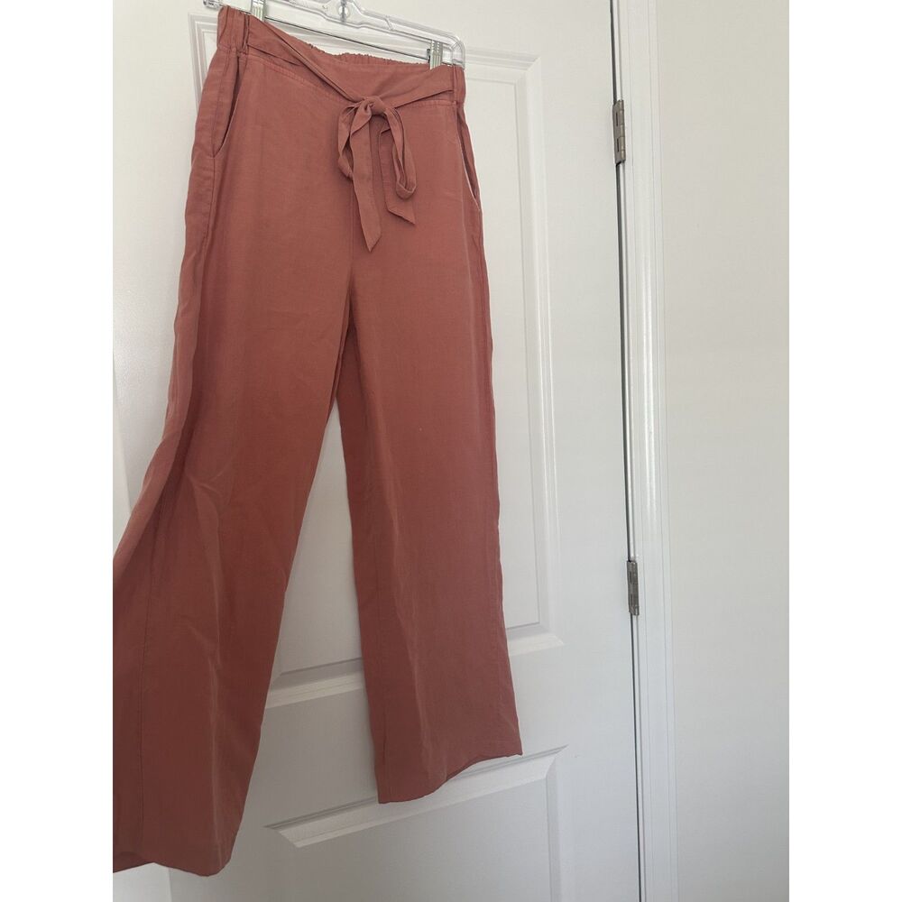 Pink wide leg pants w tie